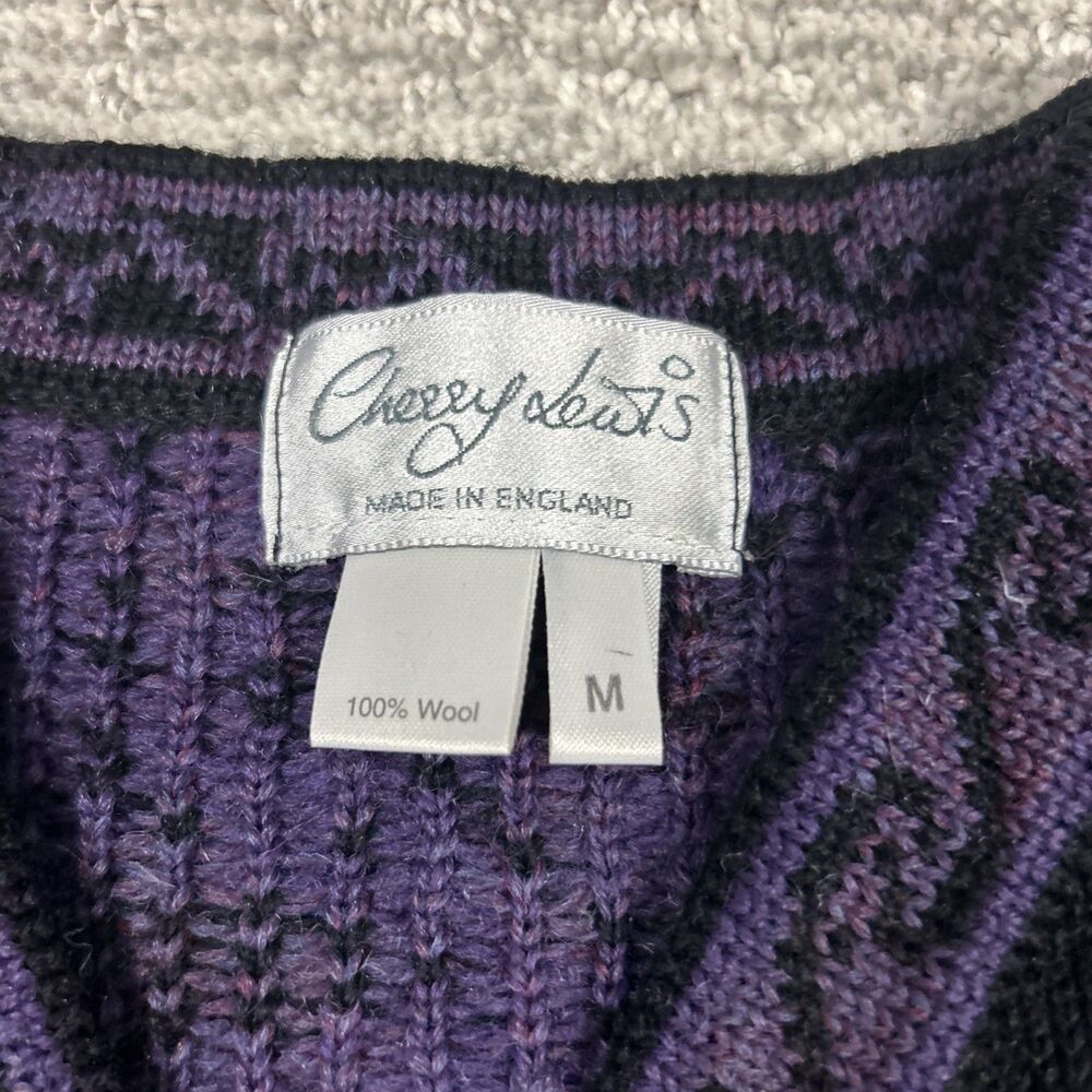 Cherry Lewis Sweater Womens Medium Purple Wool Floral Tapestry Cardigan England - Picture 2 of 7